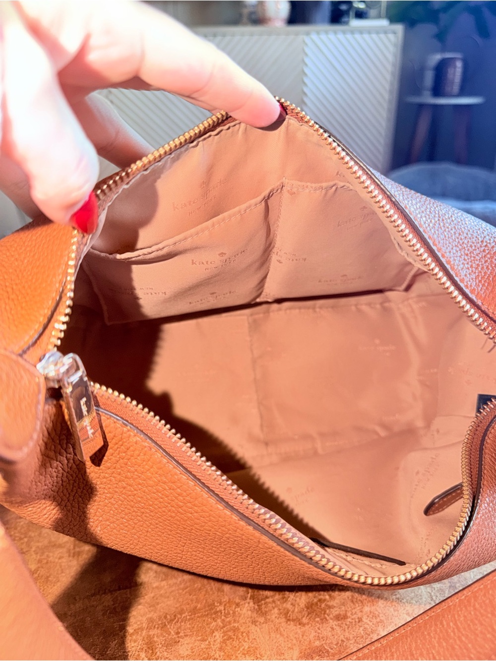 kate spade Pebble Leather Shoulder Bag in Brown - Picture 8 of 8